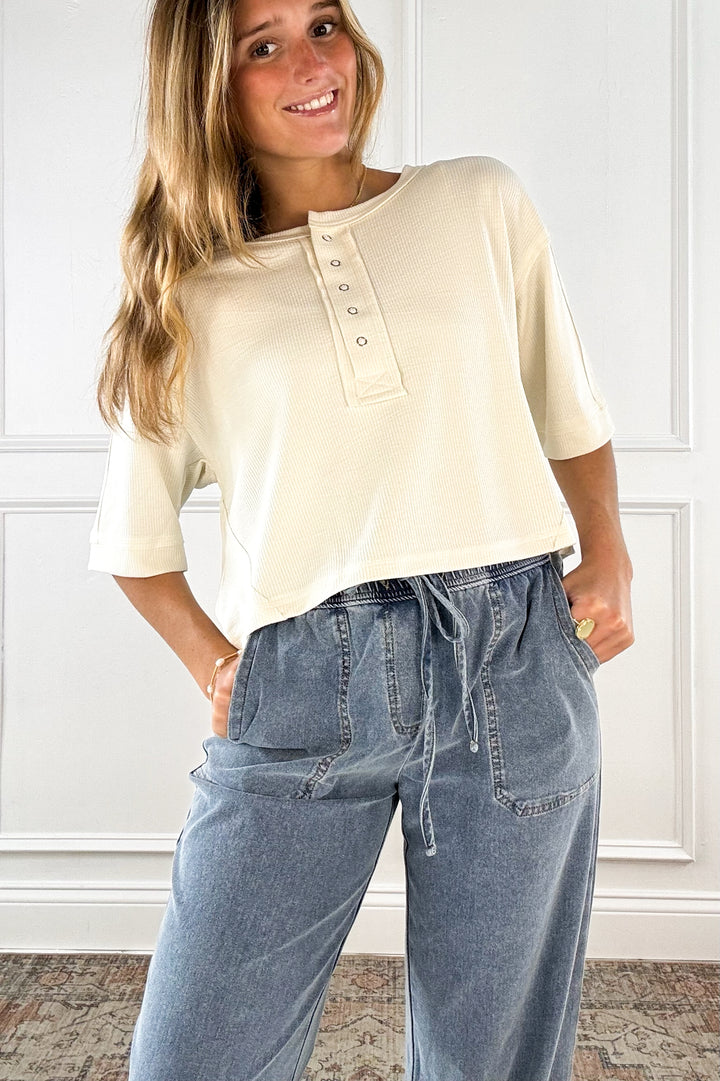 Sunshine Ribbed Henley Top