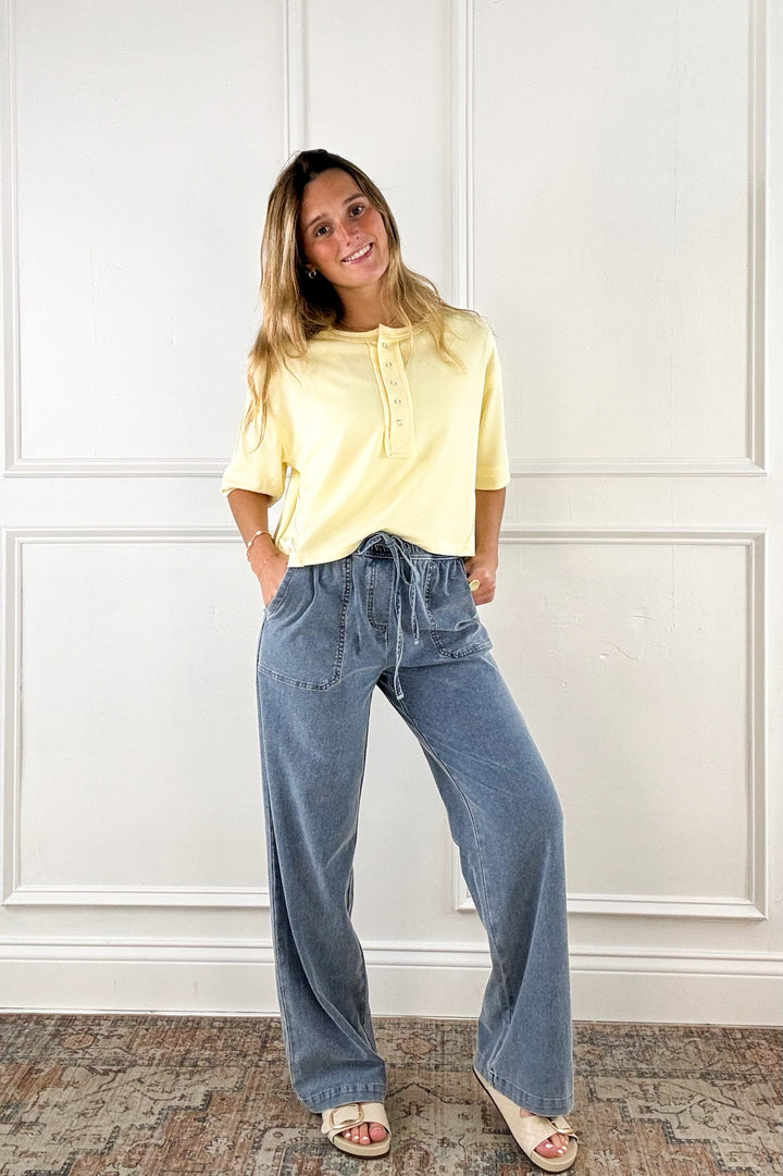 Sunshine Ribbed Henley Top
