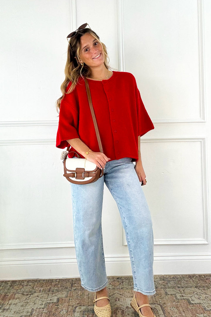 Soft Touch Button Front Knit Top