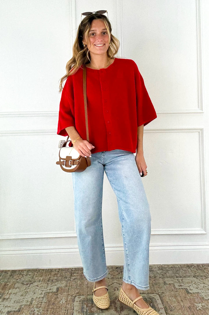 Soft Touch Button Front Knit Top
