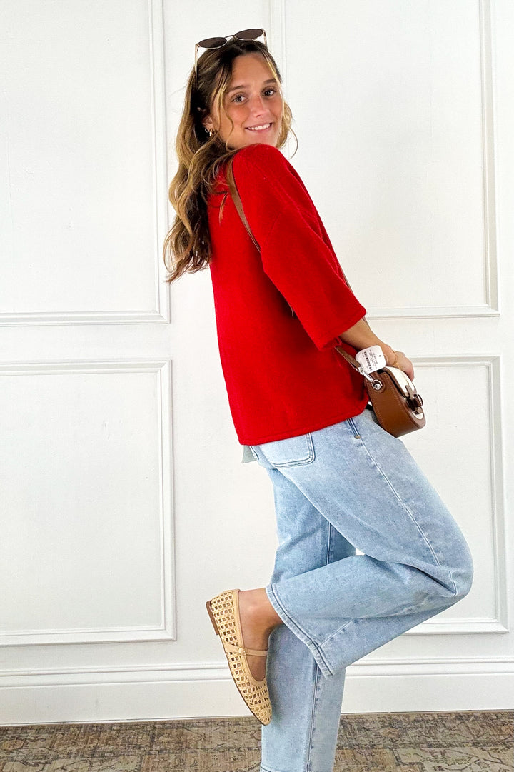 Soft Touch Button Front Knit Top