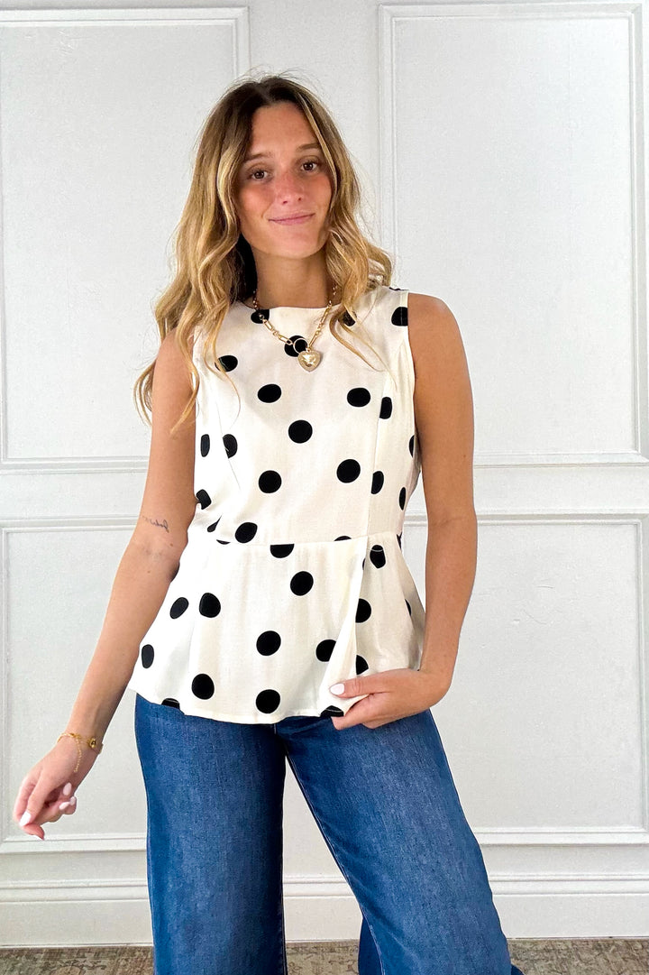 The Paris Polka Dot Peplum Top