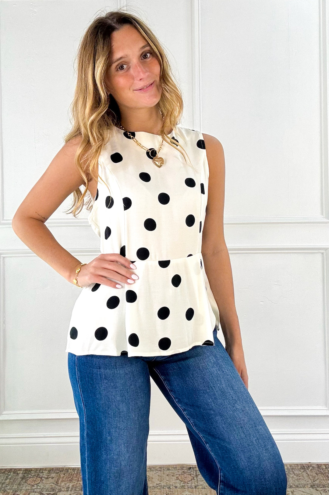 The Paris Polka Dot Peplum Top