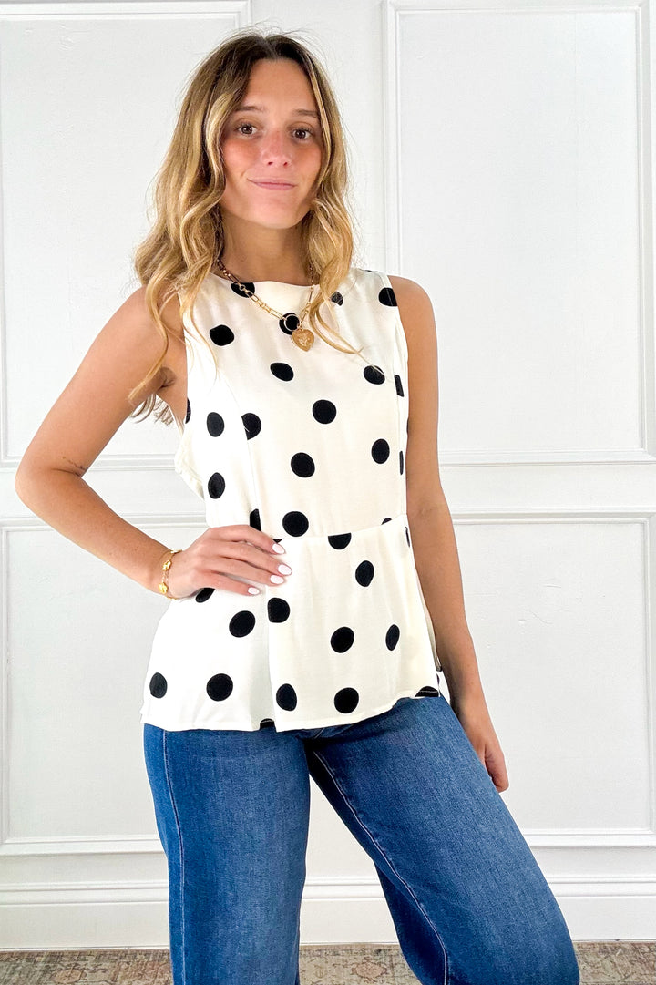 The Paris Polka Dot Peplum Top
