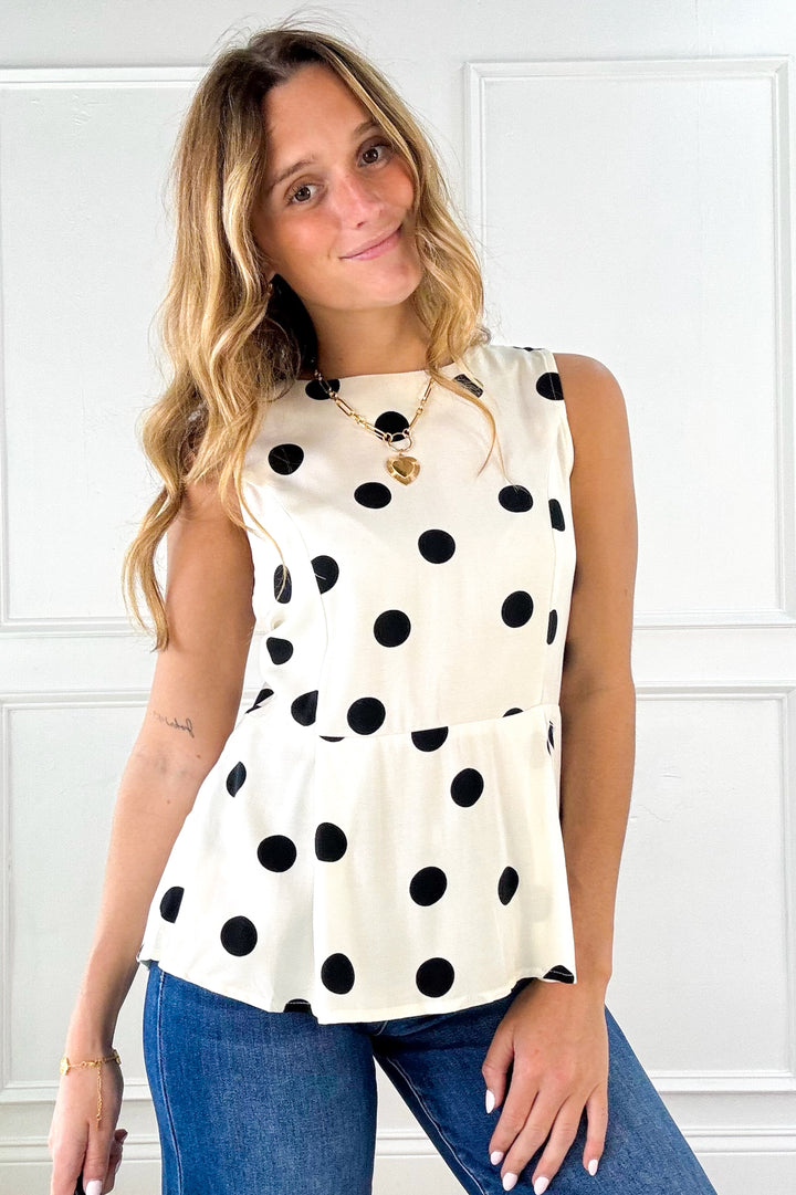 The Paris Polka Dot Peplum Top