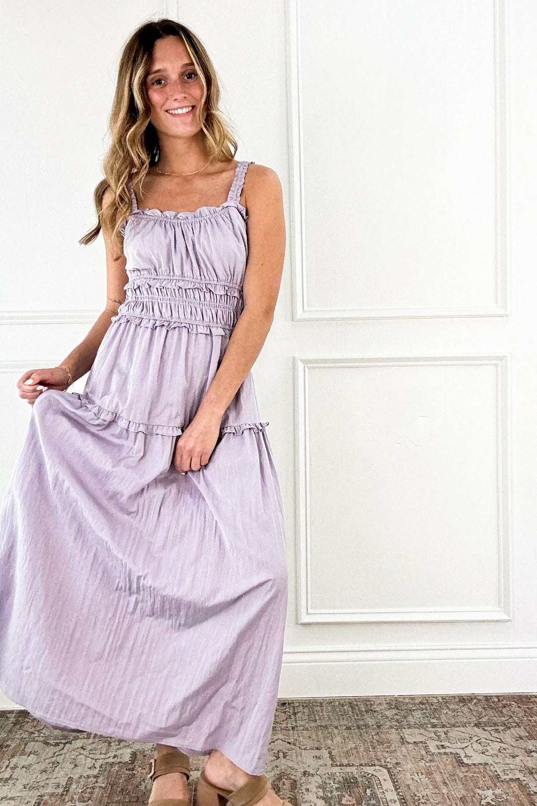 Ruffle Detail Cotton Tank Dress