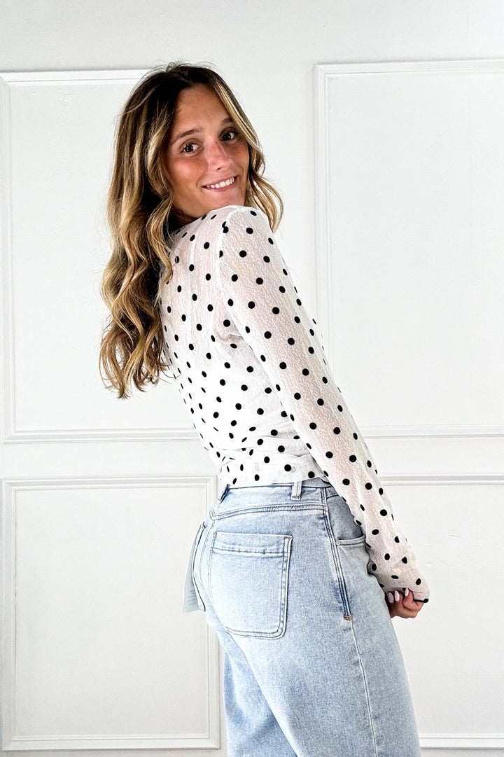 Polka Dot Mesh Layering Top