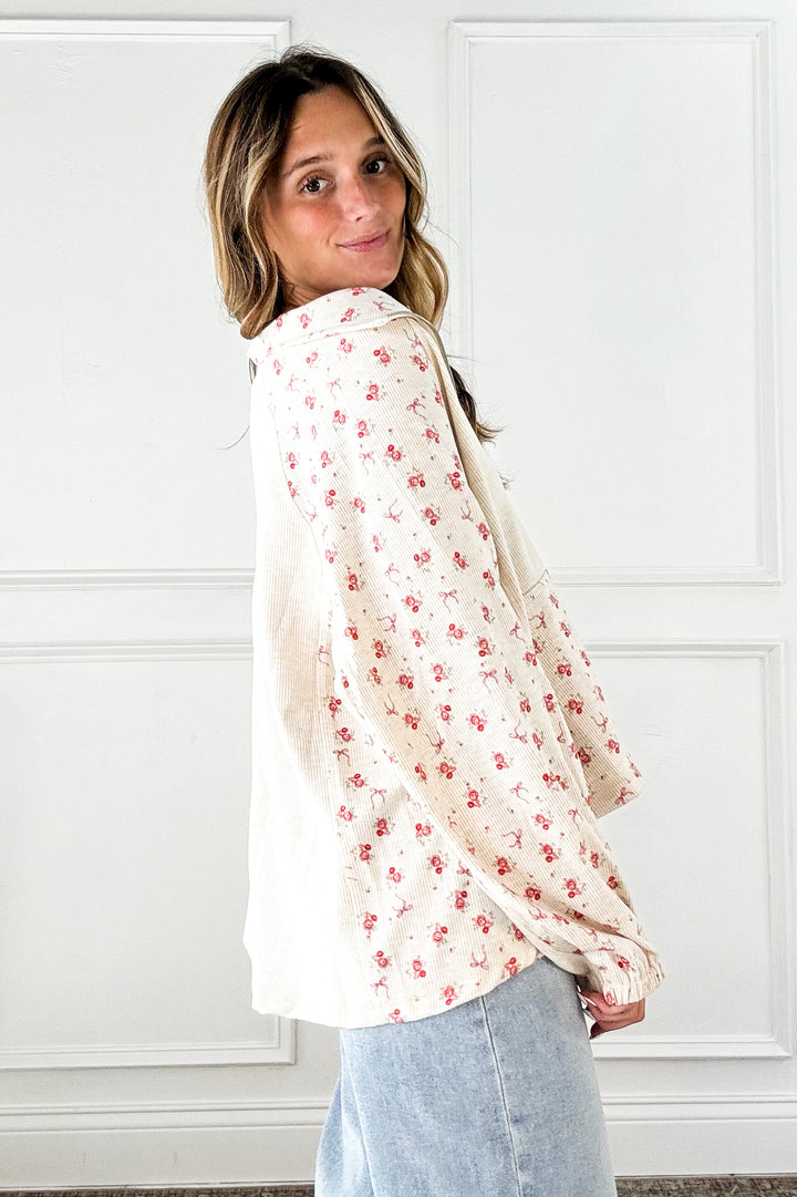 Half Zip Floral Pullover