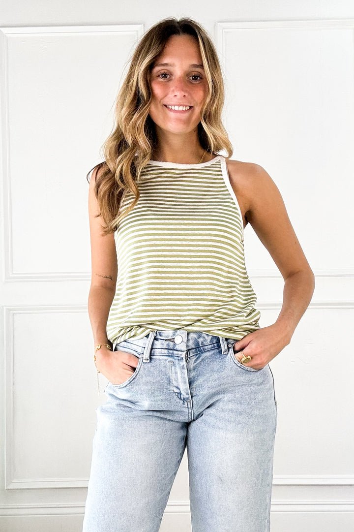 Linen Blend Striped Everyday Tank