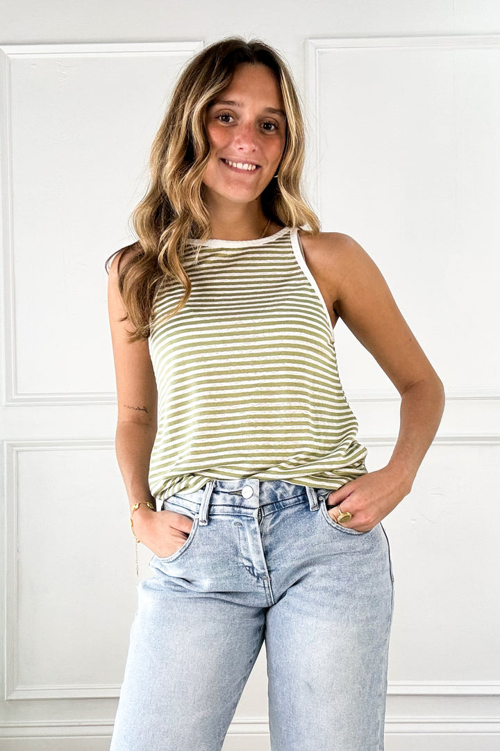 Linen Blend Striped Everyday Tank
