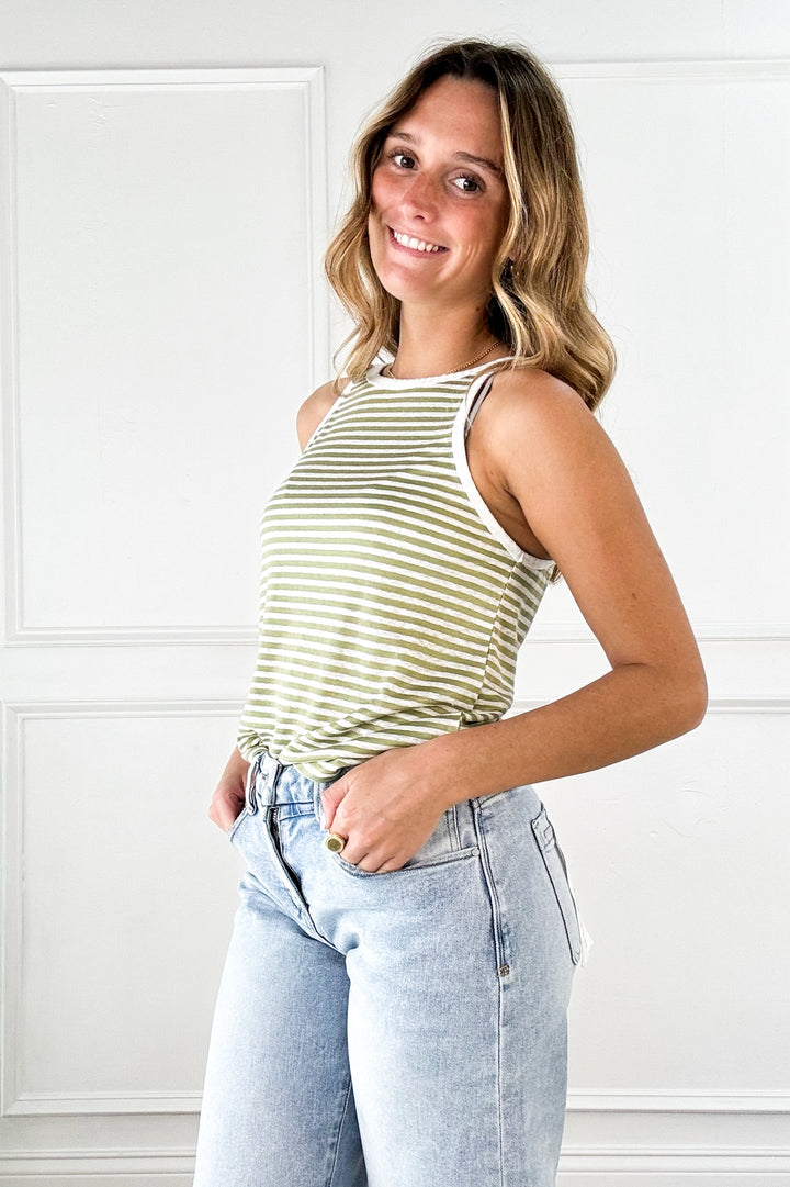 Linen Blend Striped Everyday Tank