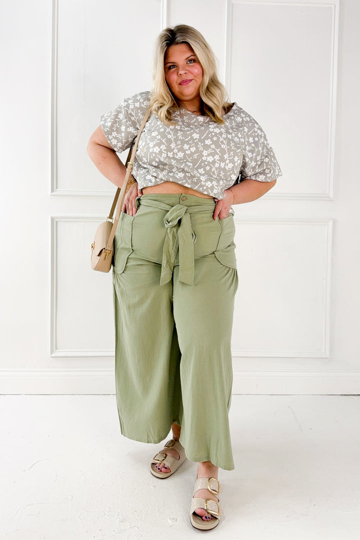 Curvy Olive Utility Wide Leg Pants