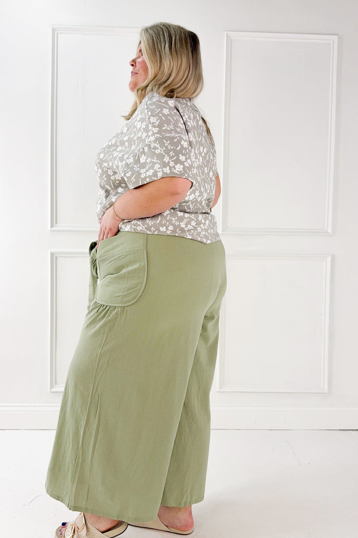 Curvy Olive Utility Wide Leg Pants