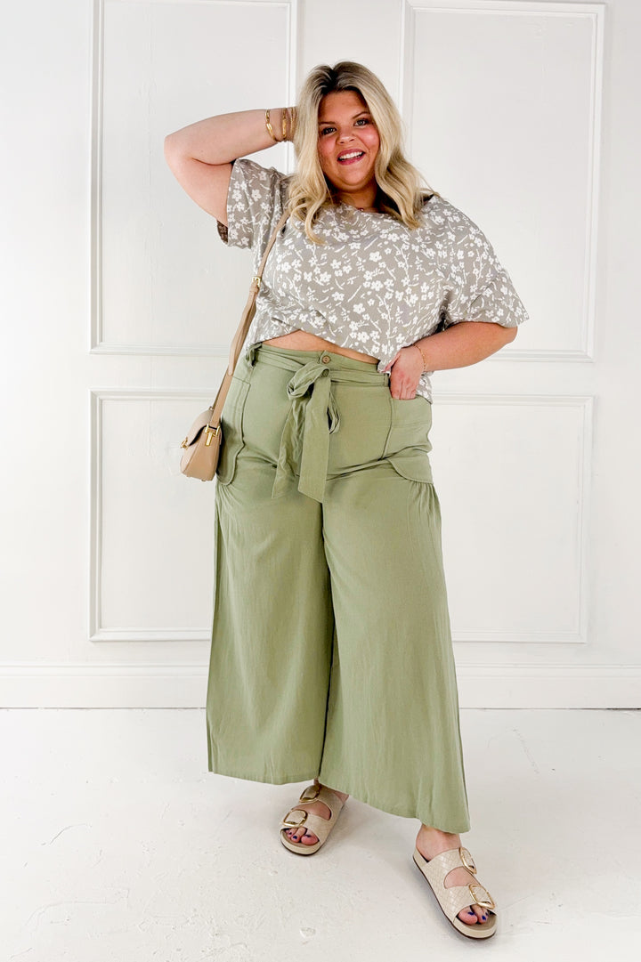 Curvy Olive Utility Wide Leg Pants