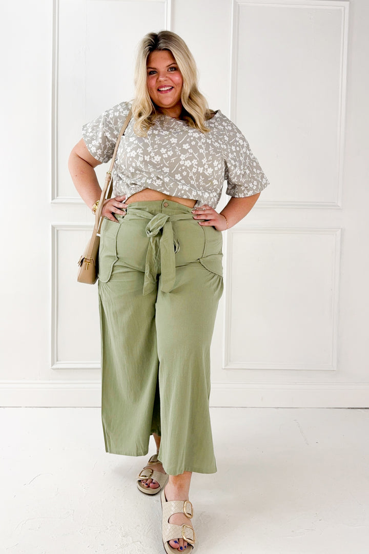 Curvy Olive Utility Wide Leg Pants