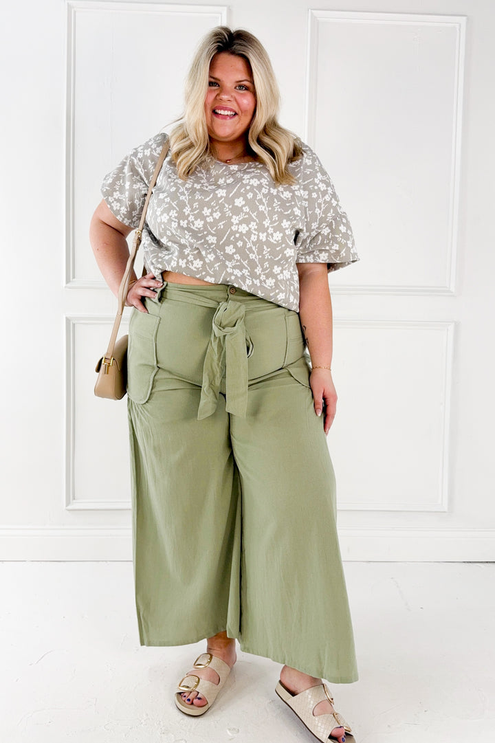 Curvy Olive Utility Wide Leg Pants