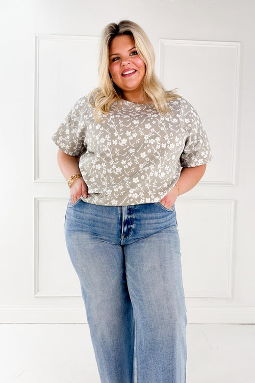 Curvy Floral Knit Jacquard Tee