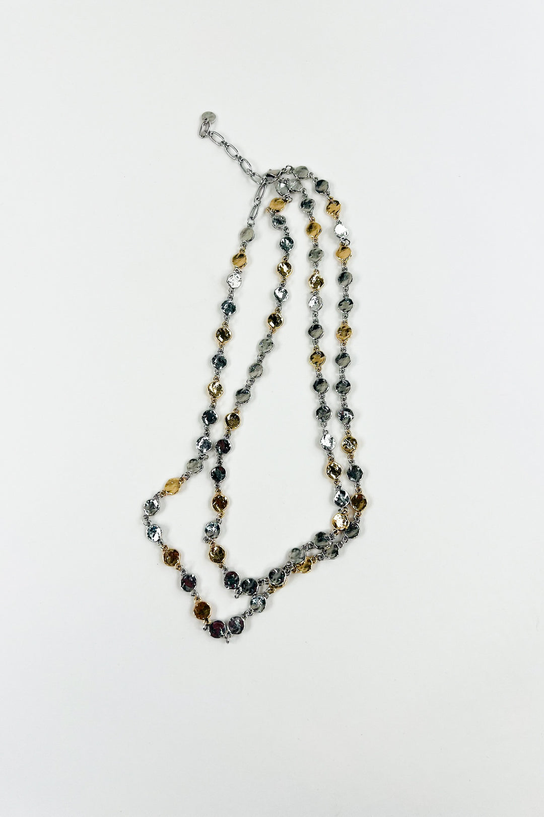 Silver Two Tone Circle Link Chain Necklace