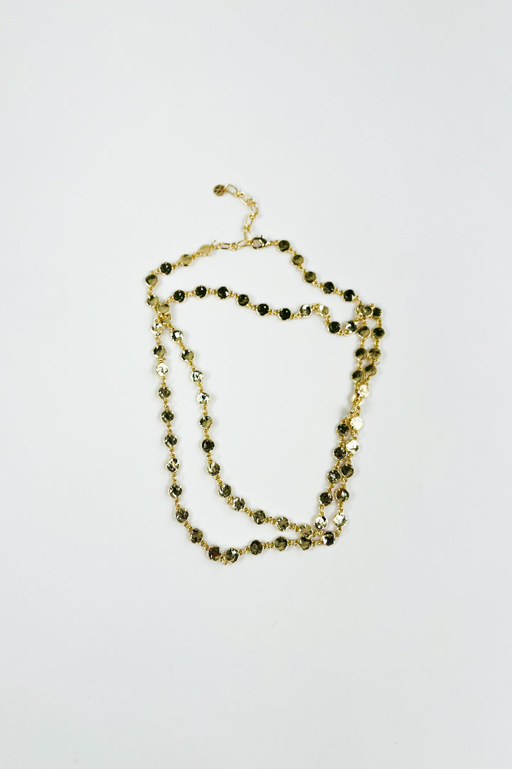 Gold Two Tone Circle Link Chain Necklace