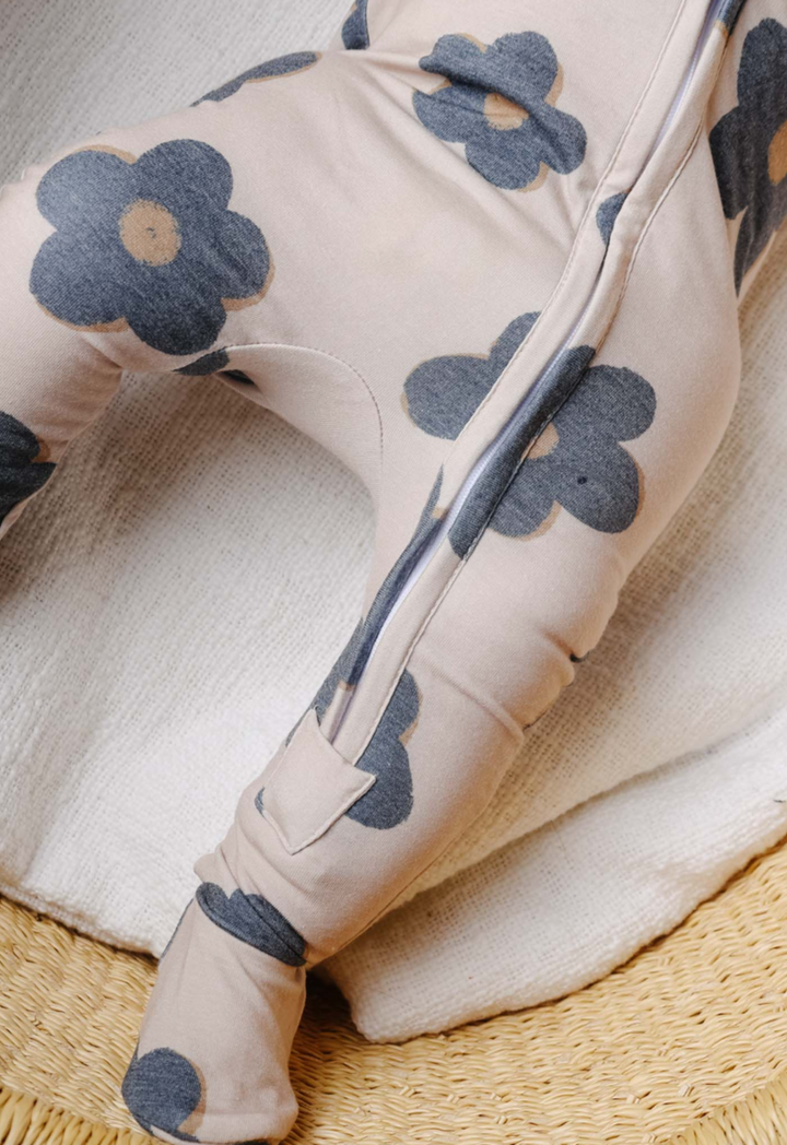 Gemma in Tan Knit Zip Up Footie Pajamas | Copper Pearl