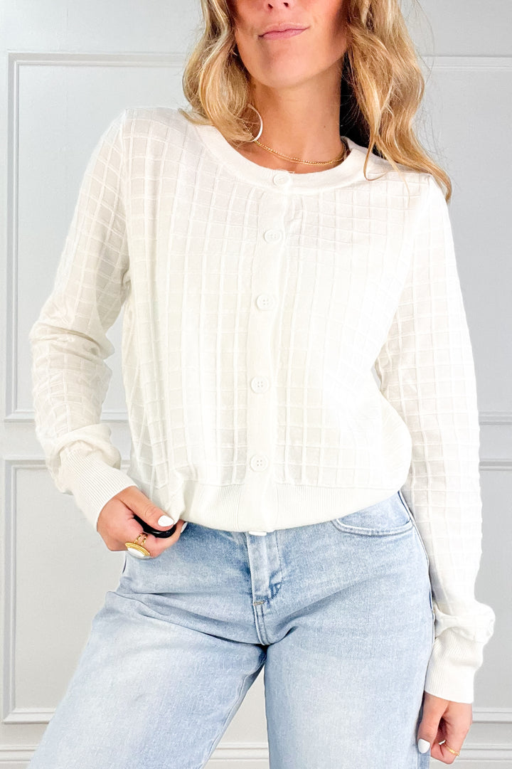 Ivory Gridline Cardigan