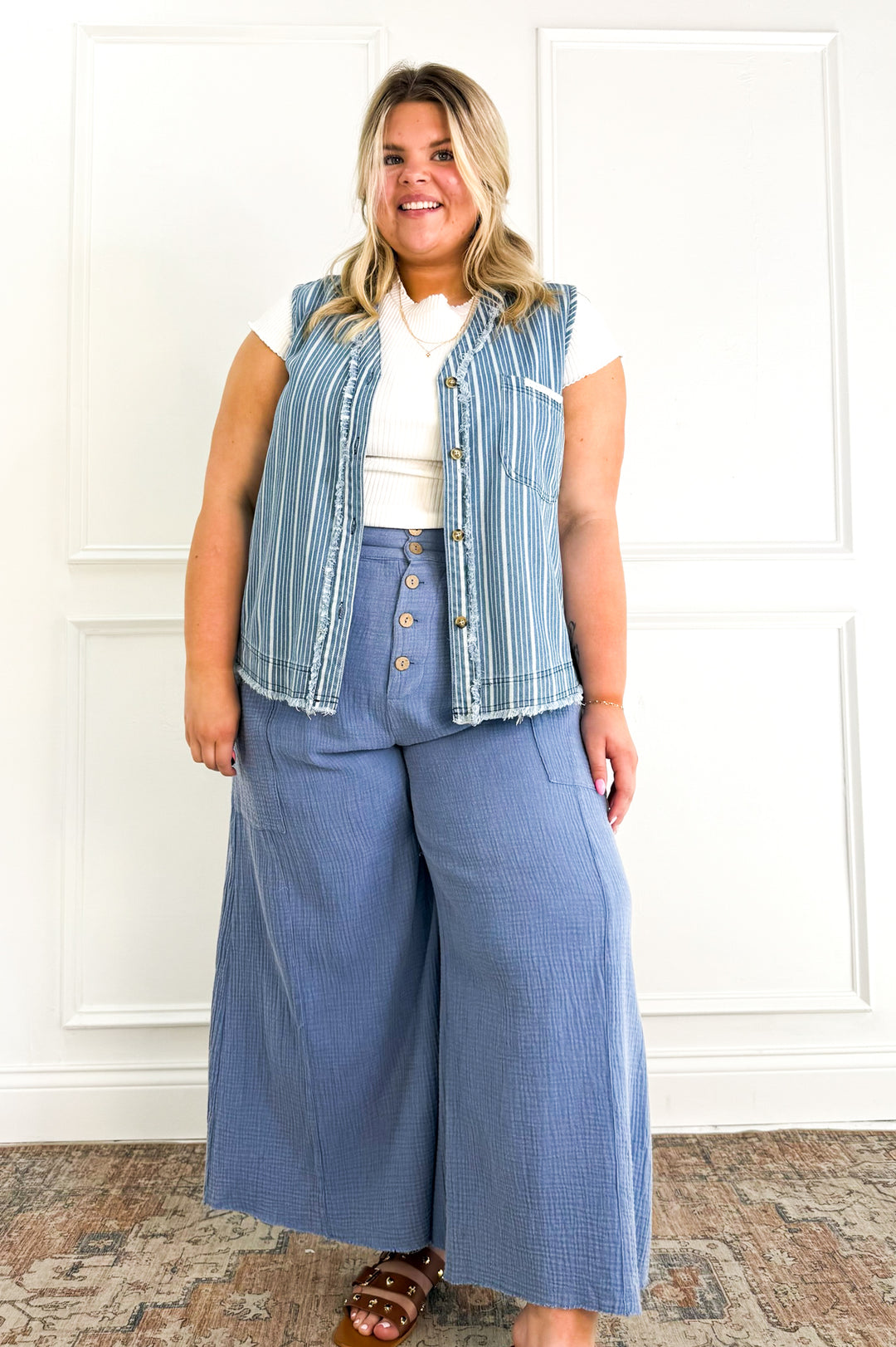 Curvy Harbor Breeze Sleeveless Top