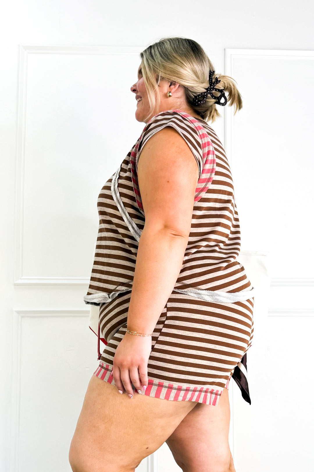 Curvy Sweet Stripe Lounge Shorts