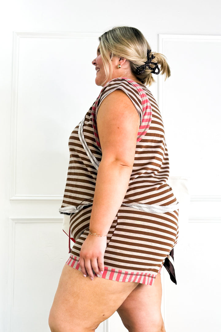 Curvy Sweet Stripe Lounge Shorts