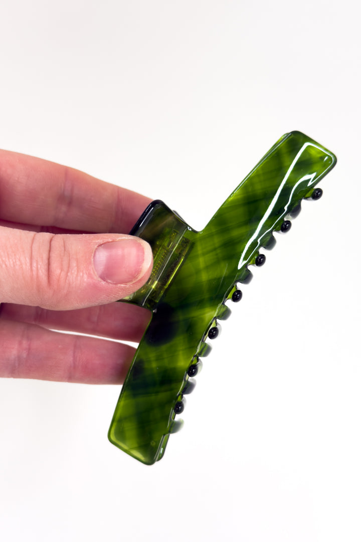 Emerald Check Claw Clip
