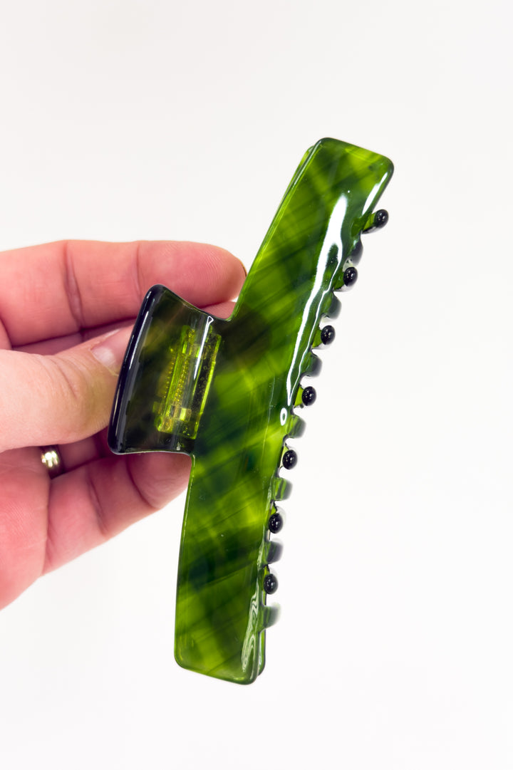 Emerald Check Claw Clip
