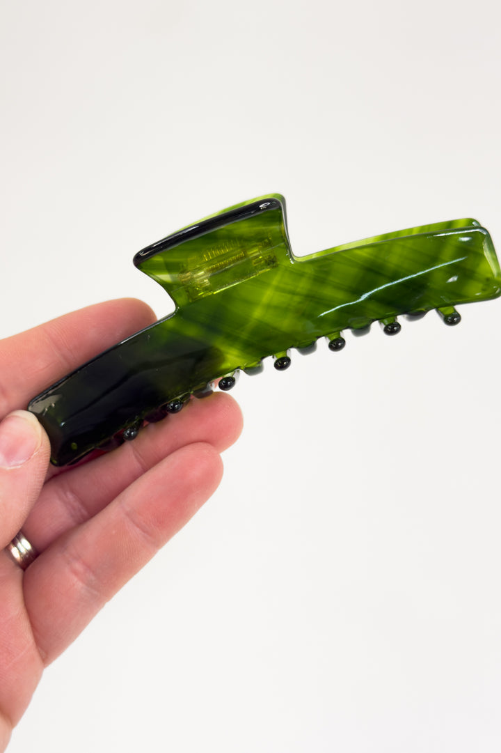 Emerald Check Claw Clip
