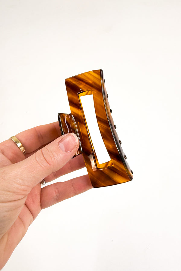 Tortoise Luxe Rectangle Claw Clip