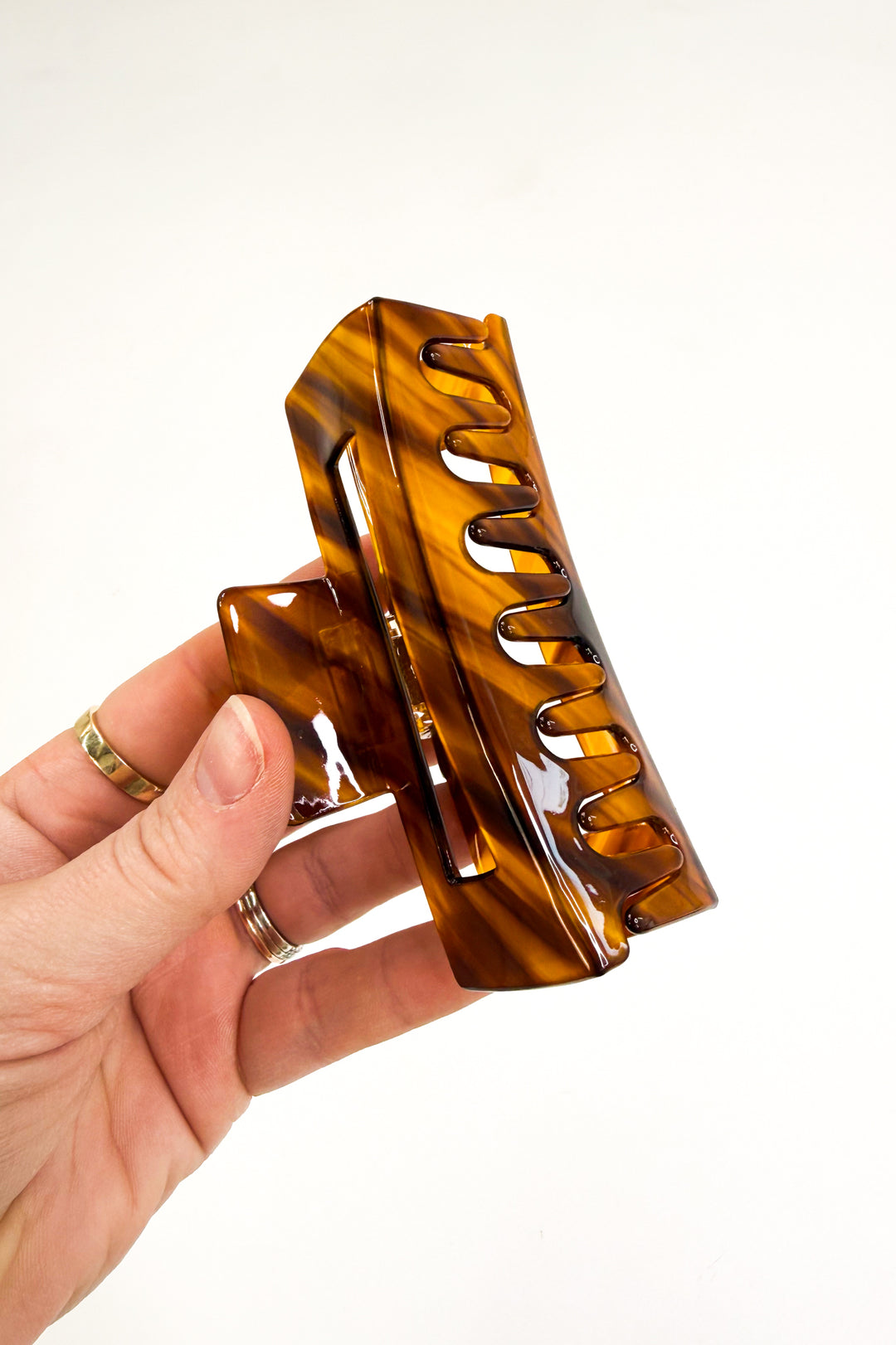 Tortoise Luxe Rectangle Claw Clip