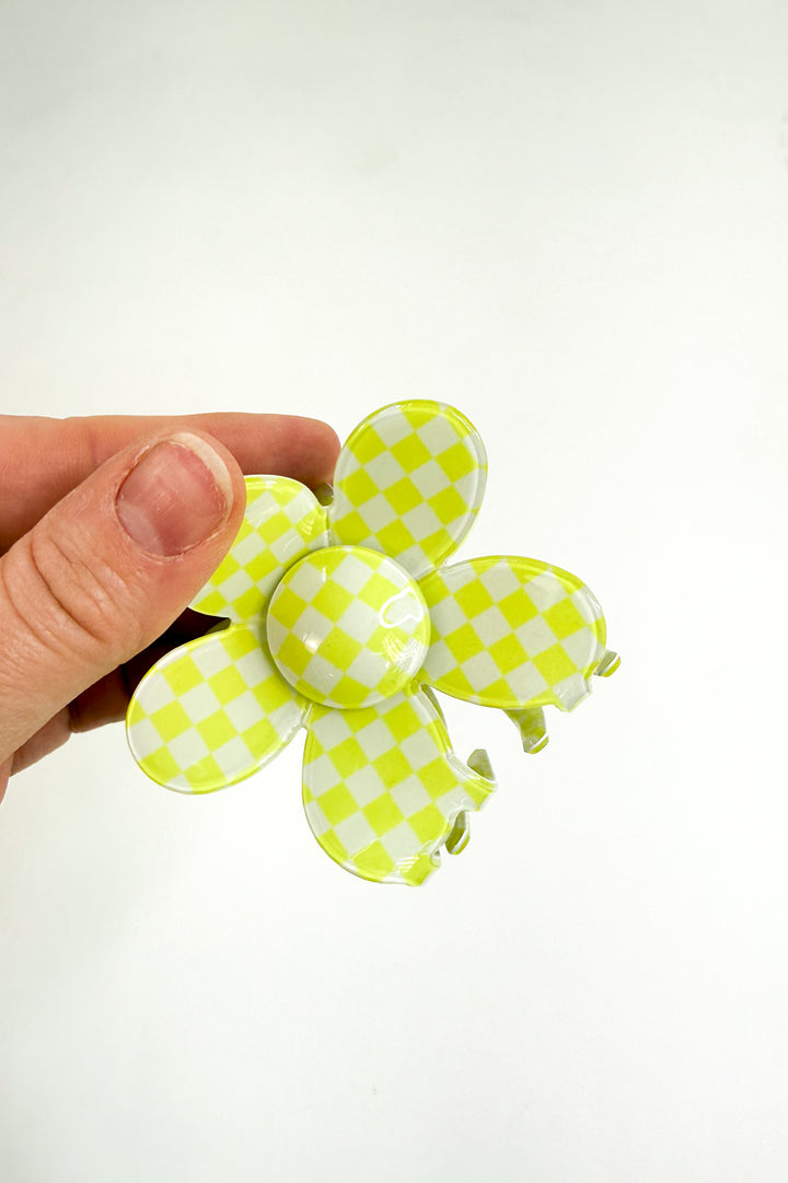 Sunny Check Bloom Claw Clip