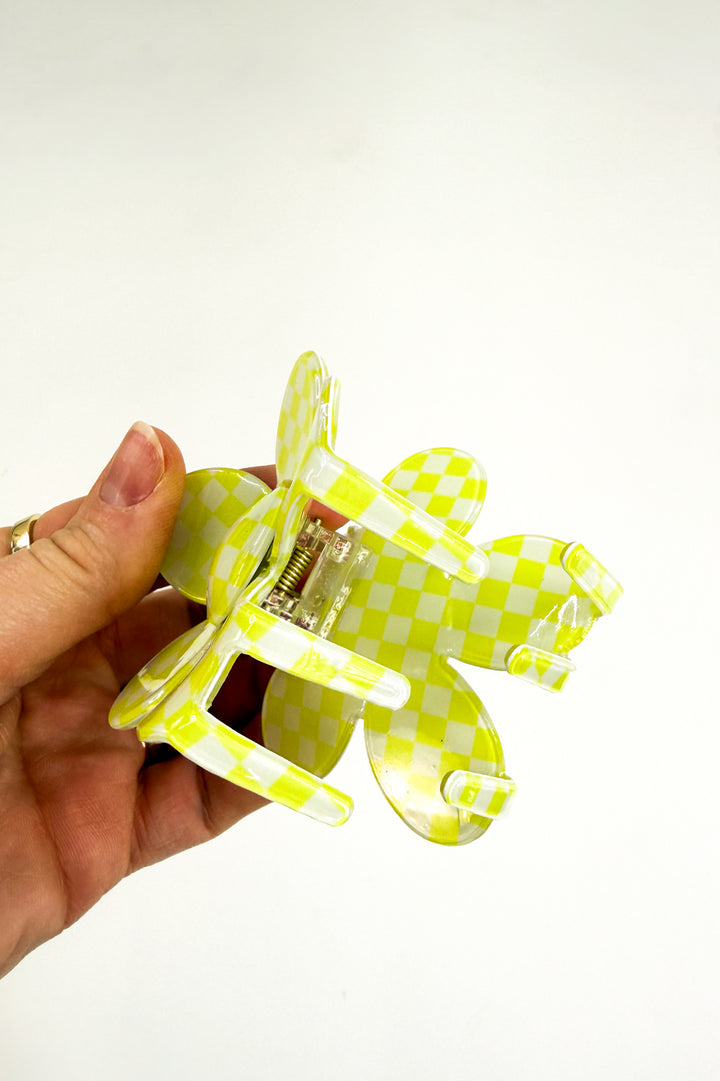 Sunny Check Bloom Claw Clip