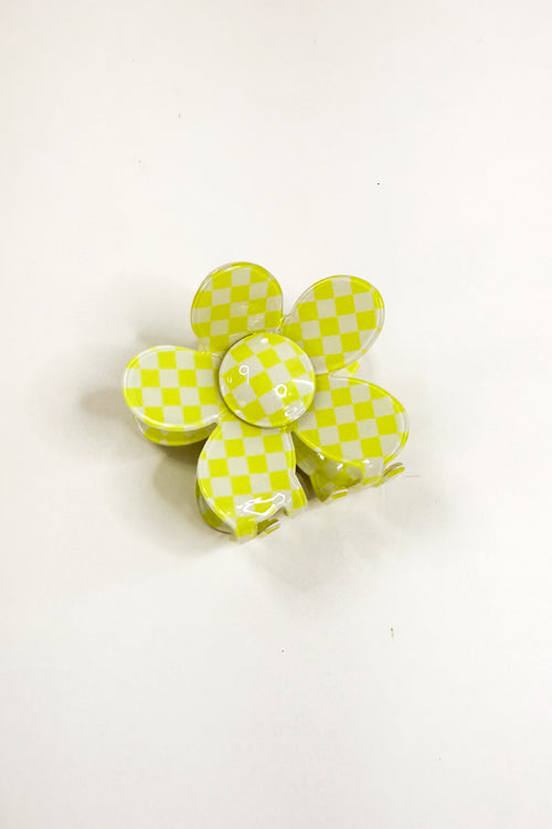 Sunny Check Bloom Claw Clip