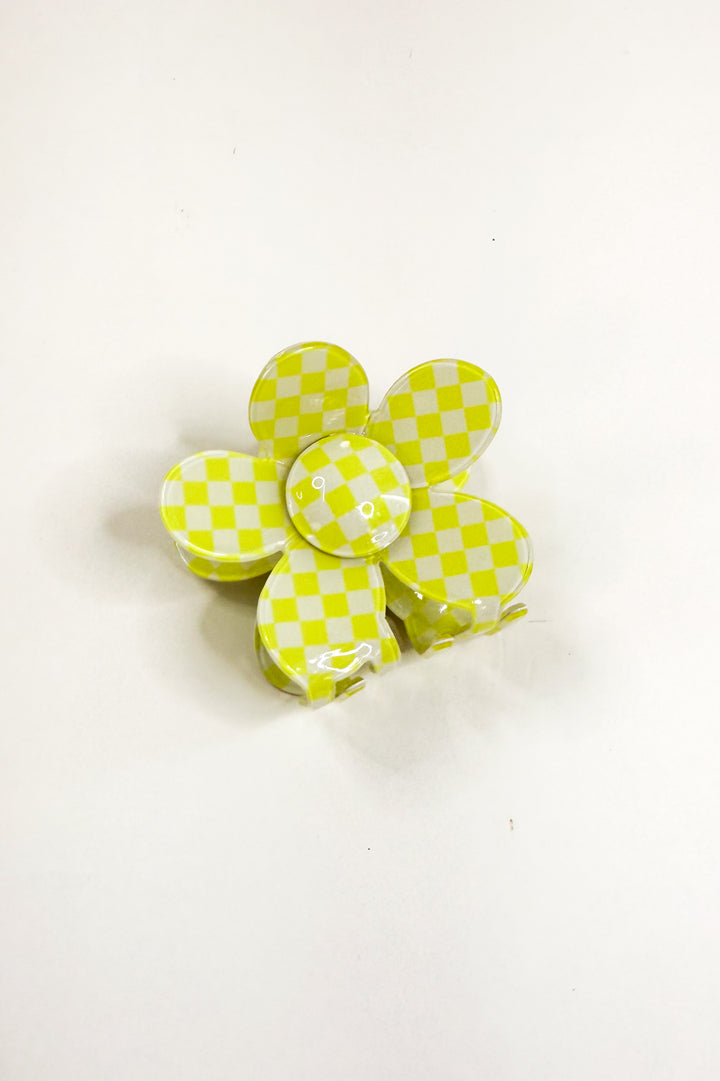 Sunny Check Bloom Claw Clip