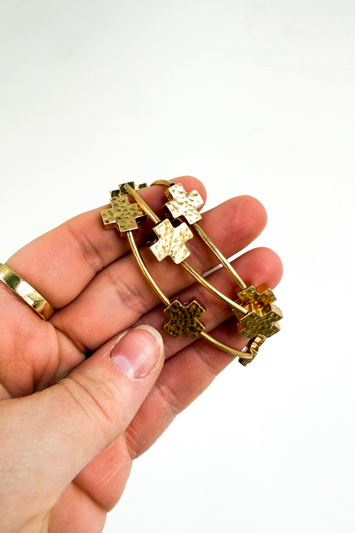 Golden Clover Charm Bangle Bracelet