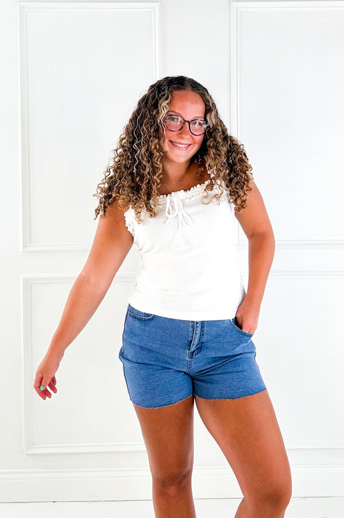 Star Studded Stretch Denim Short