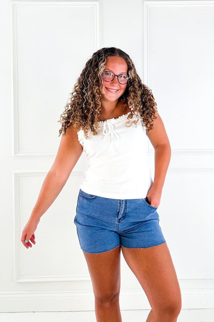 Star Studded Stretch Denim Short
