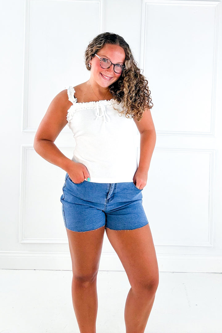 Star Studded Stretch Denim Short