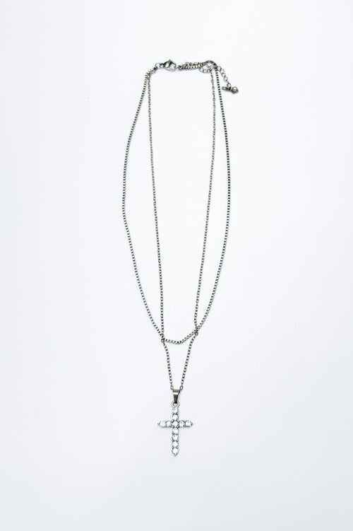 Heavenly Shine Layered Cross Necklace