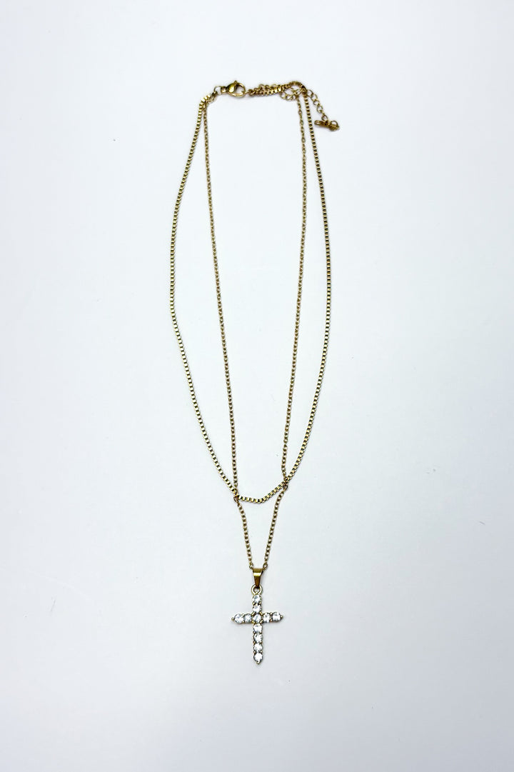 Heavenly Shine Layered Cross Necklace