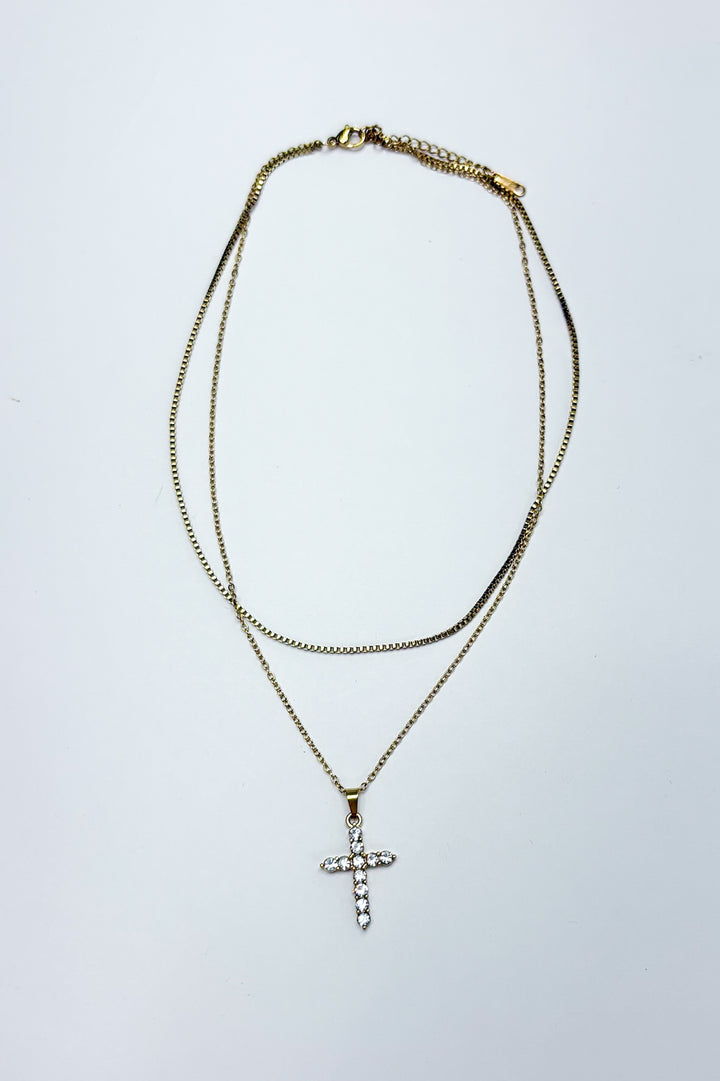 Heavenly Shine Layered Cross Necklace