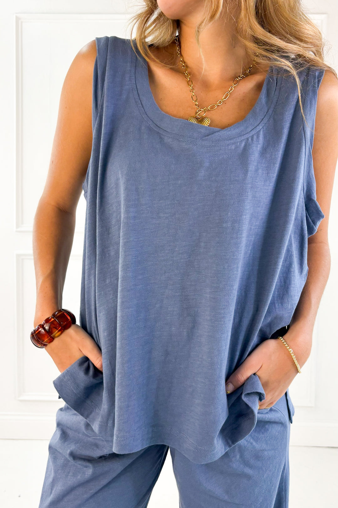 Cotton Slub Laid Back Chic Set - Top