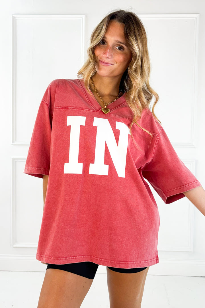 Indiana V Neck Vintage Washed Tee