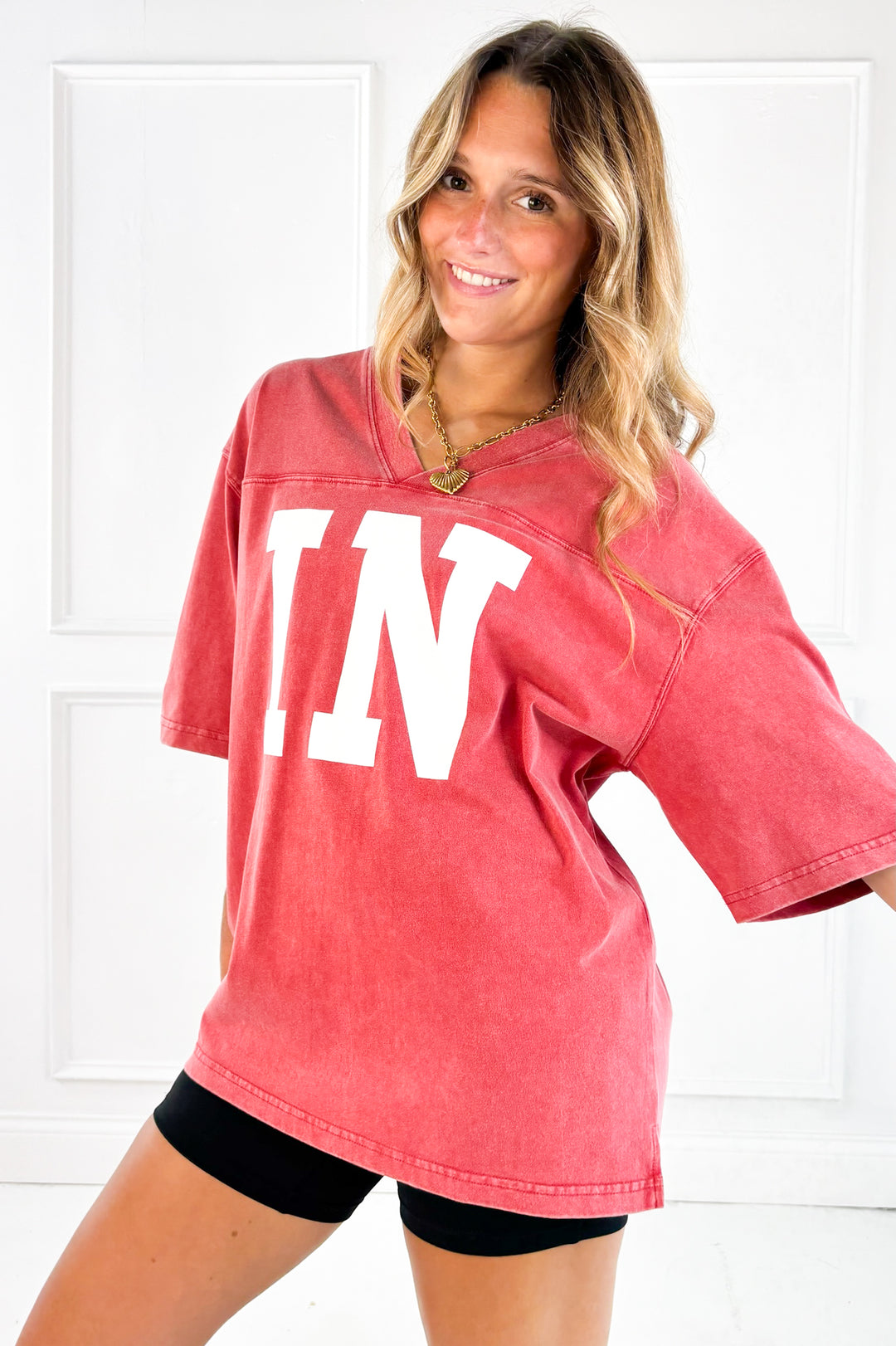 Indiana V Neck Vintage Washed Tee