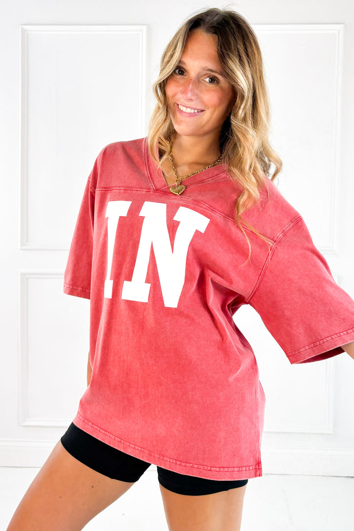 Indiana V Neck Vintage Washed Tee