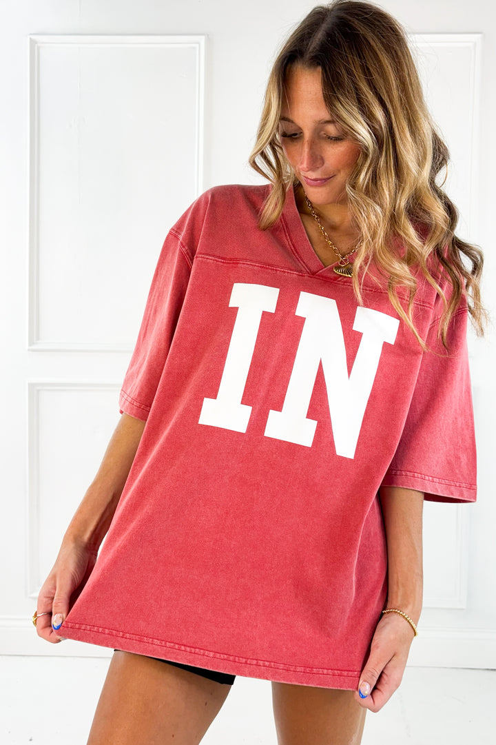 Indiana V Neck Vintage Washed Tee