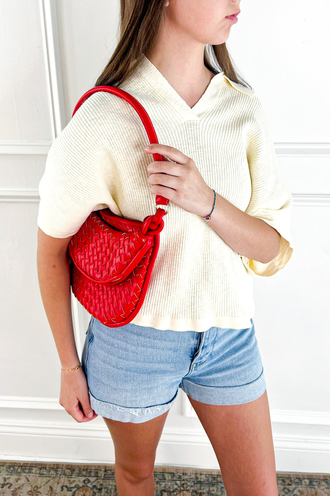Red Woven Crossbody w/ Pouch